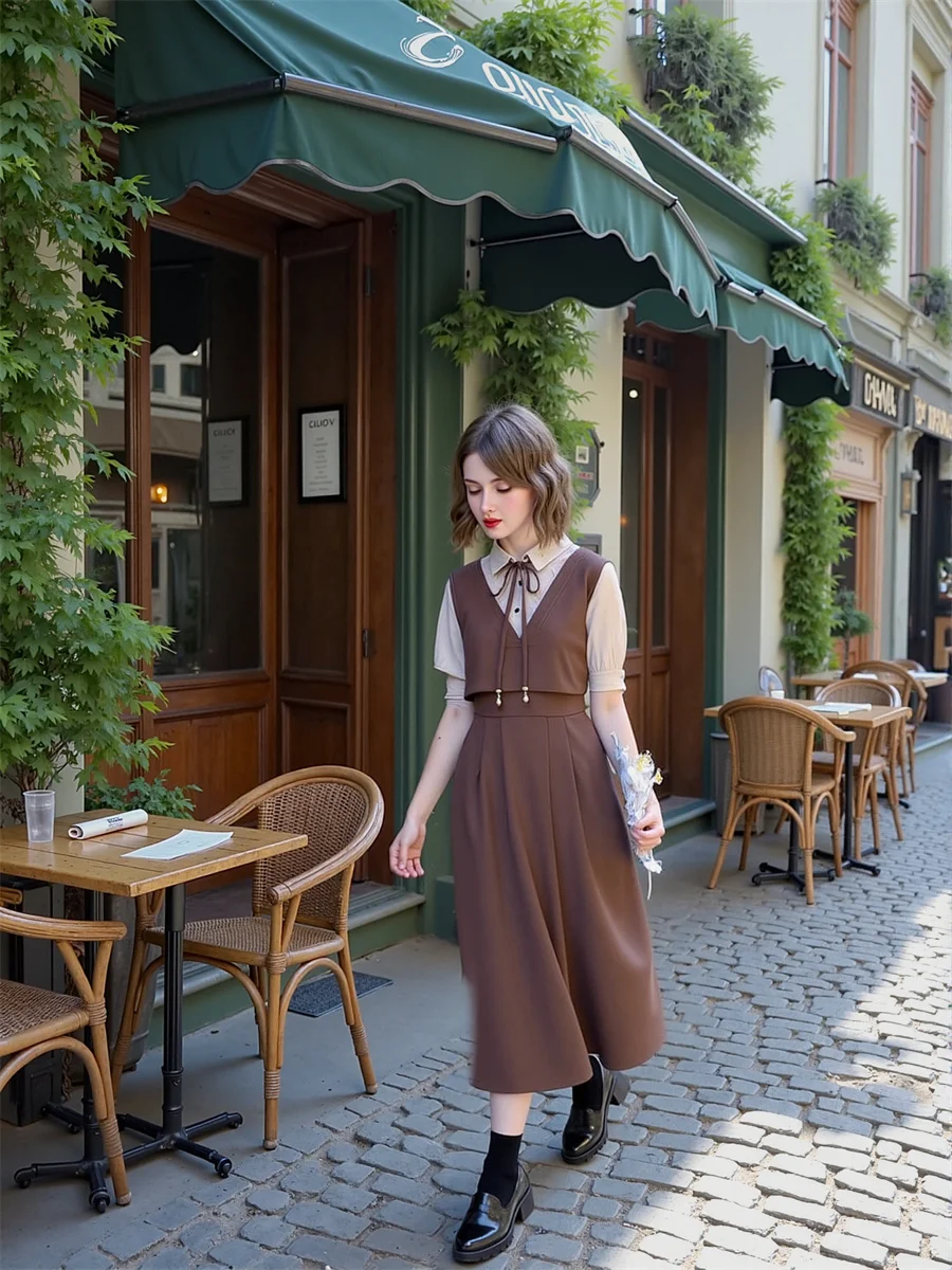 Women'S Dresses Japanese Style Casual Bow Lace-Up Loose Silky Silk Satin Chiffon Gauze Tulle Mesh See-Through Transparent Sheer