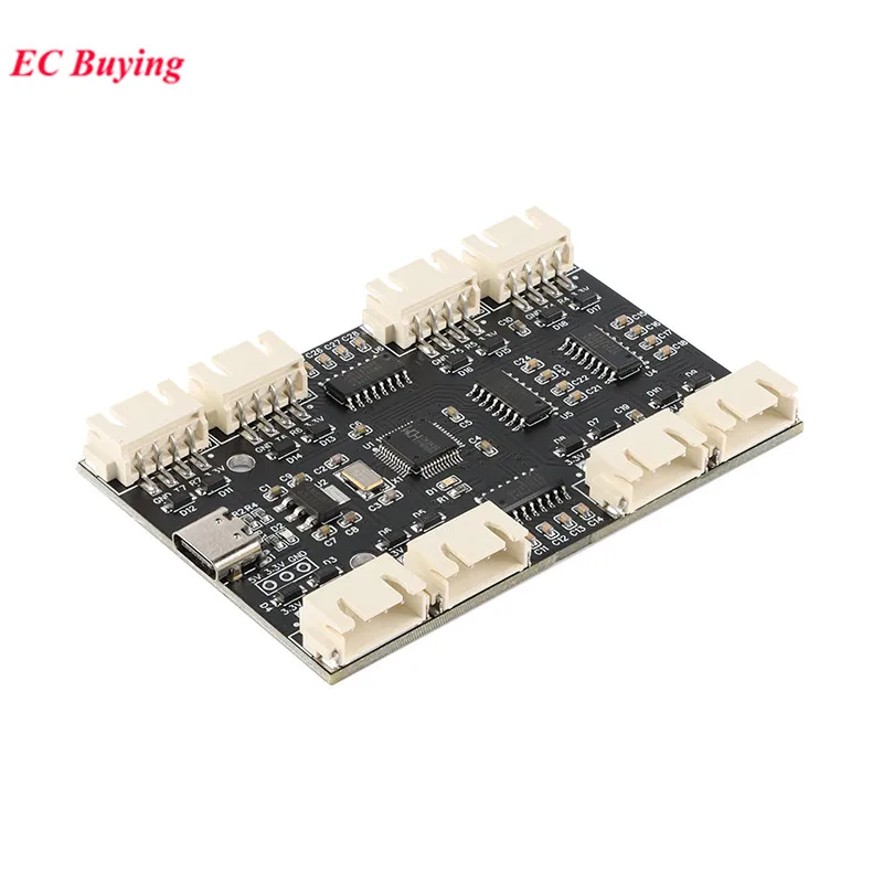 USB to 8-way 8 Channels RS232 232 TTL Serial Port Module CH348 Multi Ways Type C to 8-way UART HUB PCB Expansion Board YR-6018