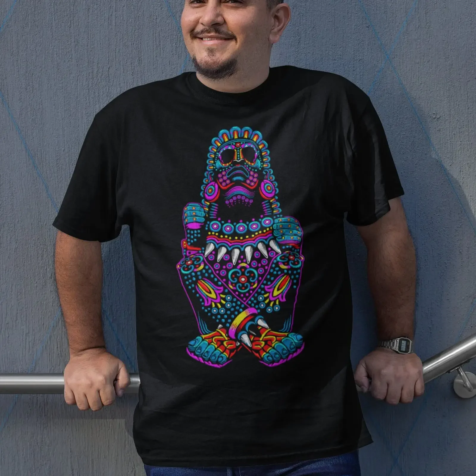 Xochipilli Aztec God Art Print Mexican T Shirt for Men Unique Artesanias  vintage Washed designer clothes Comfortable Casual