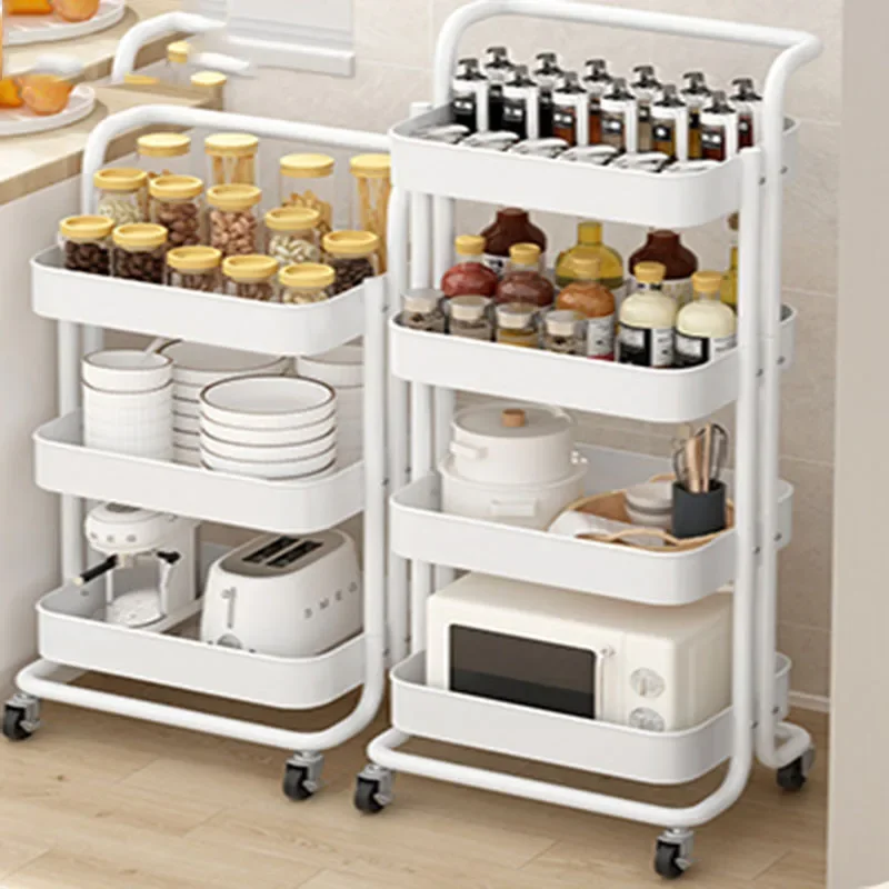 Trolley With Wheels Organizer Furniture Kitchen Island Trolly Cart Organizers Tool Grocery Push Dolly Storage Auxiliary Spa Home