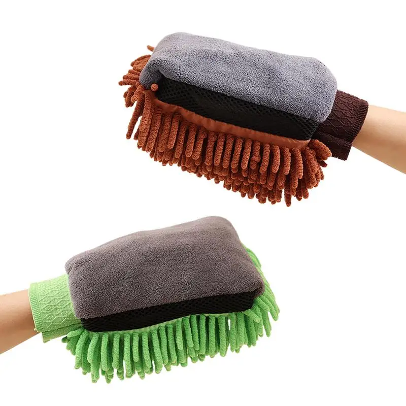 For Refer To Description  Chenille Microfiber Wash Mitt No Scratches No Abrasion Car Wash Brush Effective Cleaning Mitt Machine