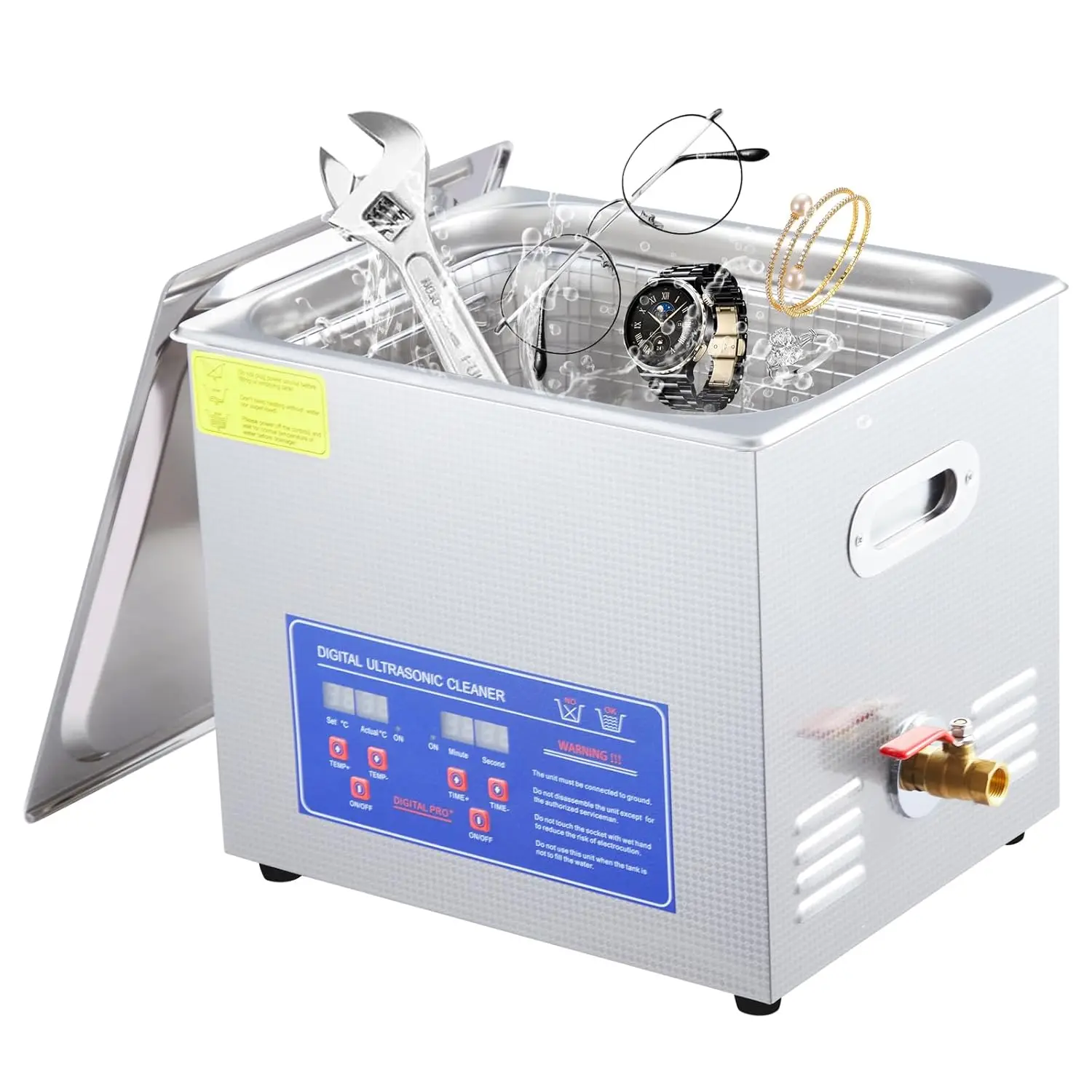 10L Ultrasonic Cleaner, 40kHz Digital Sonic Cavitation Cleaner with Heater & Timer, 2.6 gal Industrial Auto Cleaning Machine