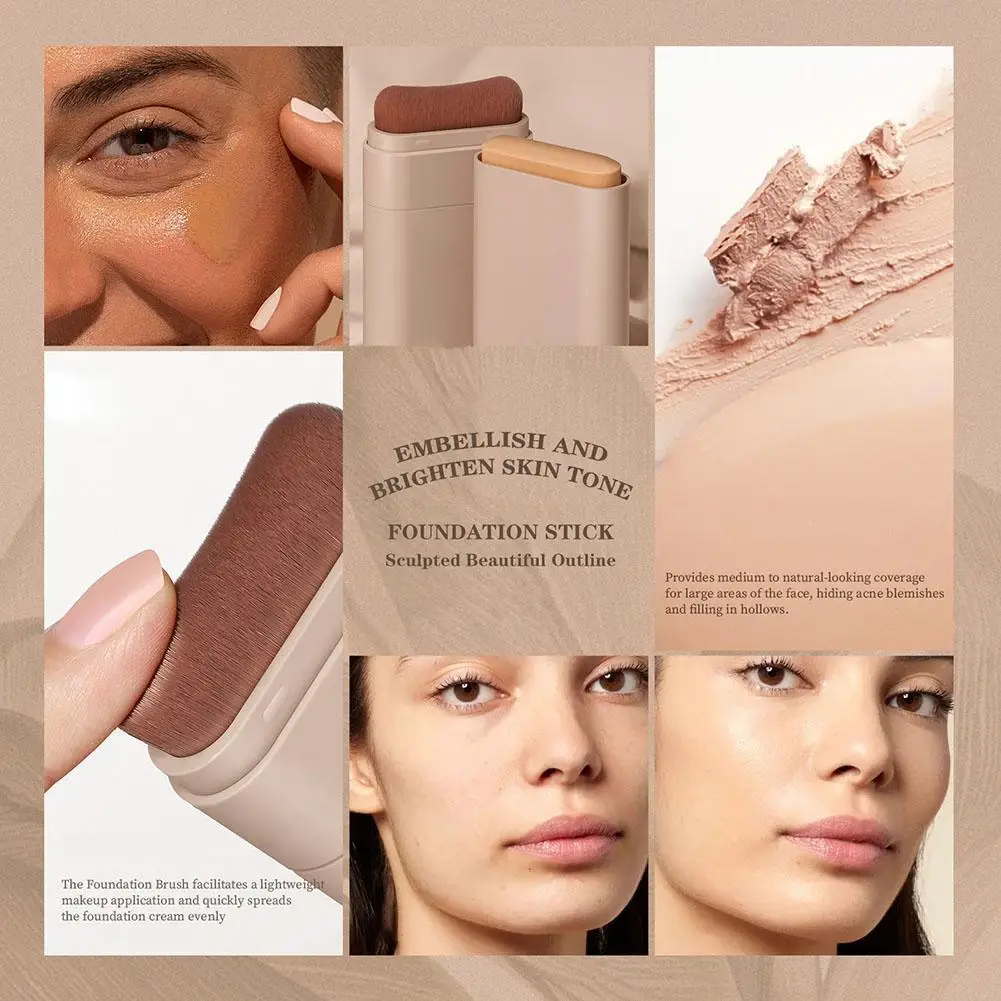 Velvet Matte Foundation Stick คอนซีลเลอร์อ่อนสูง Contouring Lasting กันน้ํา Sweatproof High Coverage Foundation ครีม