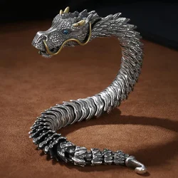 HX Handmade Three-dimensional Bracelet Men's Trendy Personality Domineering Retro Faucet Collection-level Smart Dragon Bracelet