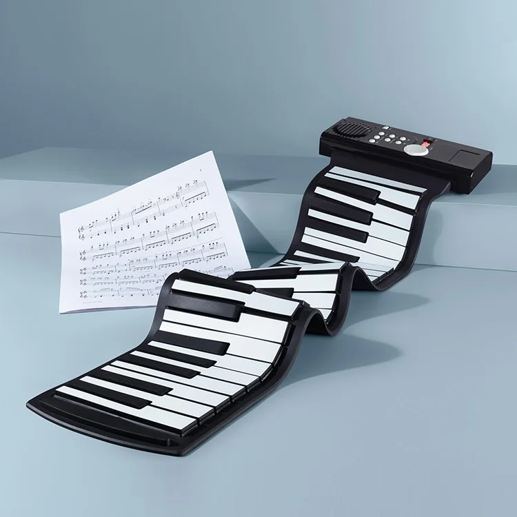 Mini Music Piano Toy Best Gift Silicone Hand Roll Foldable Electric Keyboard Piano for Beginner