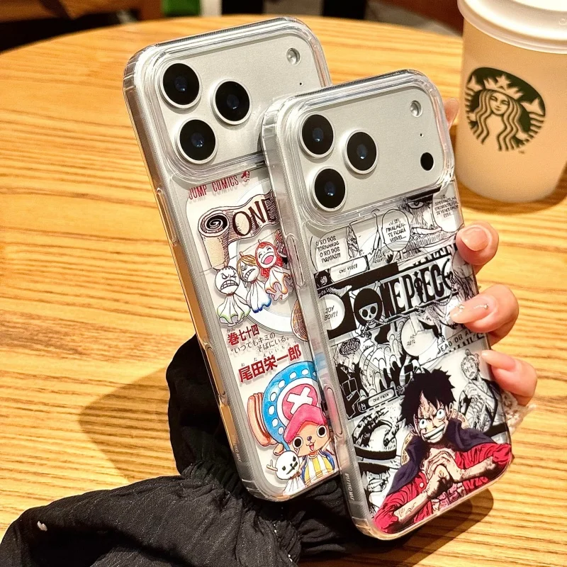 3D Anime Luffy Chopper Een Stuk Magsafe Draadloze Lading Case Voor iPhone 12 13 14 15 16 17 Pro Max Plus Zoro Sanji Magnetische Stand