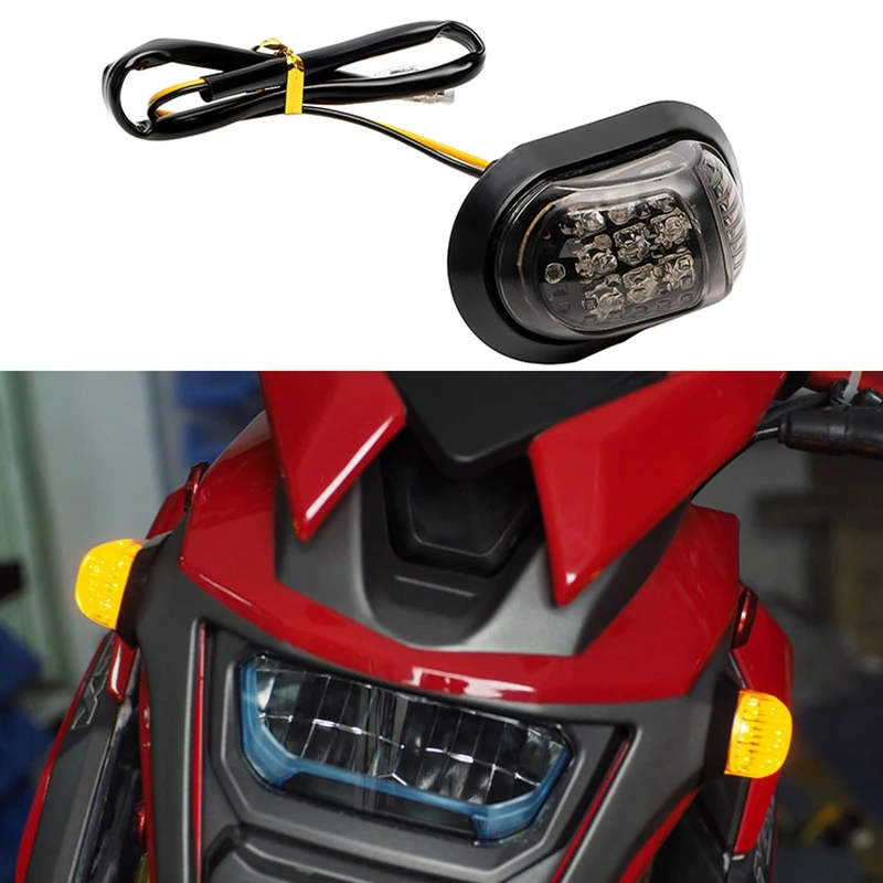 12V แสงสีเหลืองมอเตอร์ไซด์ Blinker 9 LED รถจักรยานยนต์คู่ Piranha Light Flasher เปิดไฟสัญญาณ