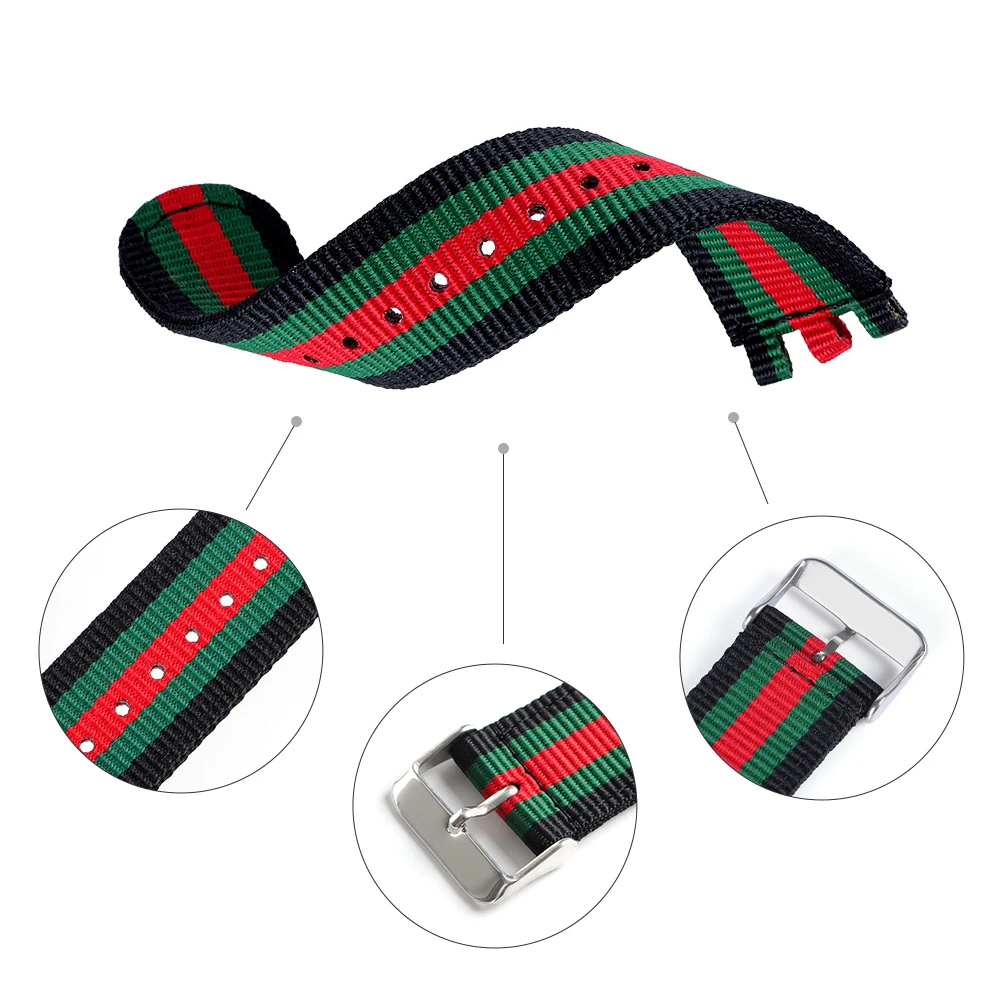 حزام الساعات لساعة اليد من النايلون مقاس 17 ملم 19 ملم 20 ملم