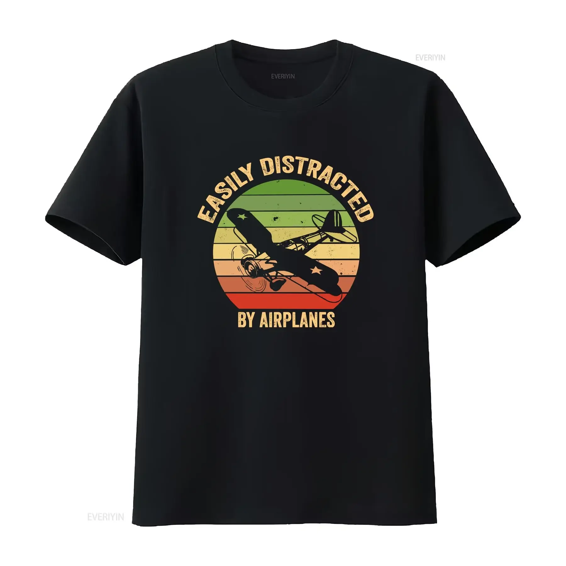 

Easily Distracted by Airplanes Retro Vintage Plane For Pilot Fathers Day T Shirt Airplane Lover Aviation Funny vintage Washed