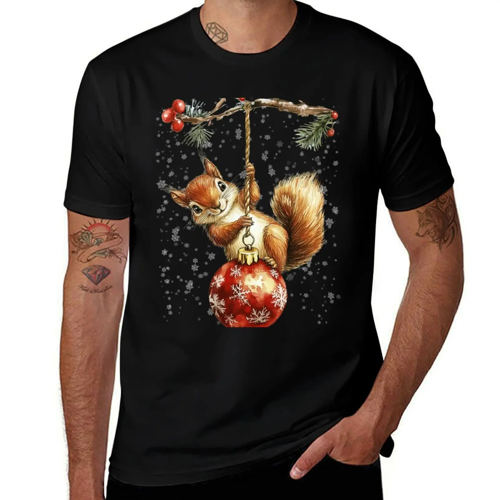 Squirrel christmas sweatshirt, winter snowflake squirrel sweatshirt,Squirrel christmas t-shir T-Shirt man t shirt summer T-Shirt