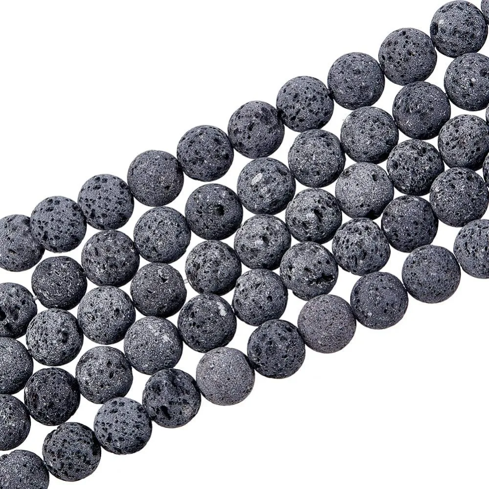 480pcs 8mm Gray Lava Beads Natural Gray Lava Stone  Oil Diffuser Chakra Bead Round Loose Energy
