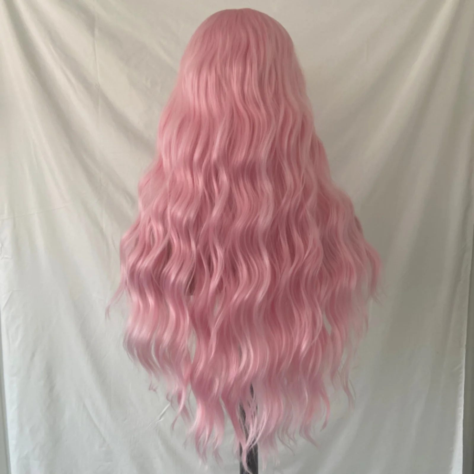 Pastel Pink Wig Long Curly Synthetic Hair Lace Front Wig Natural Wavy Colored Frontal 13X4 Lace Front Wigs for Women Cosplay