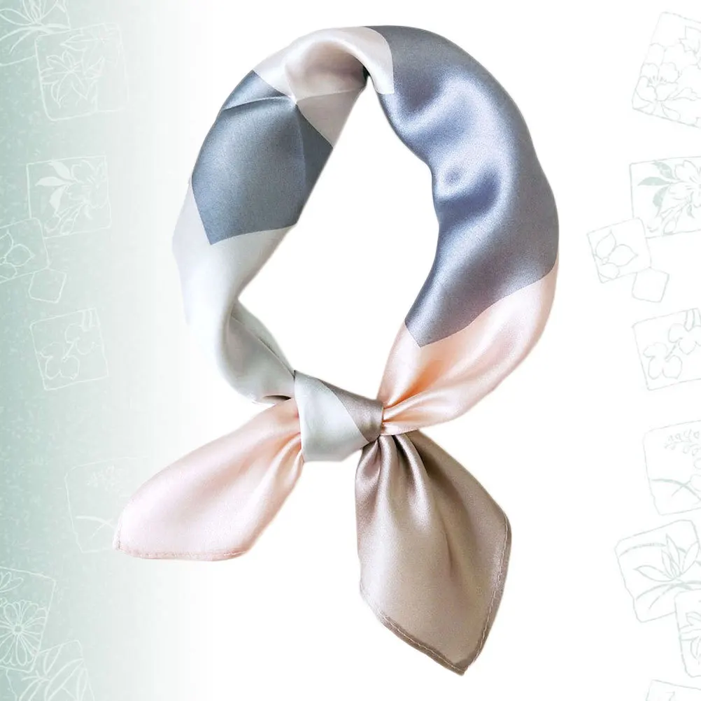 

1Pcs Female Silk Shawl Bright Color Soft Smooth Skin-Friendly Exquisite Fashion Square Towel Headscarf Beach Scarf Pink Gray