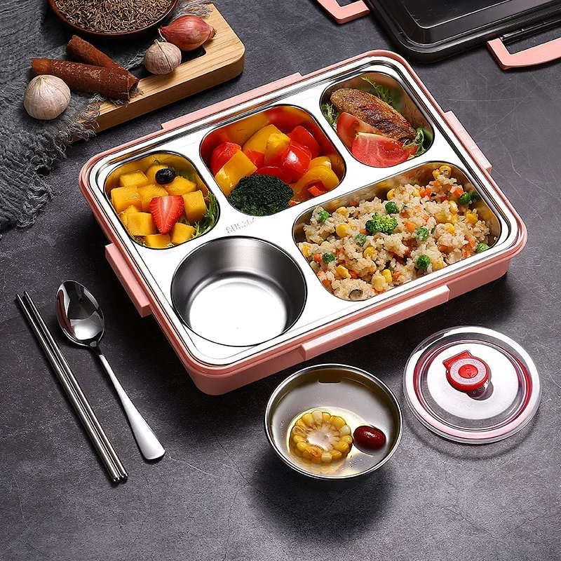 304 Stainless Steel Compartment Insulated Bento Lunch Box Leakproof Sealed Portable Food Storage Containers Microwave Lunchbox