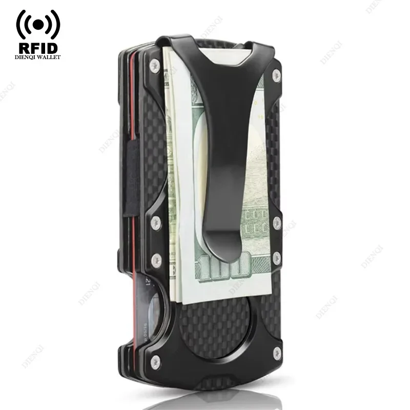 ที่ใส่บัตรเครดิตแบบป้องกัน RFID สำหรับผู้ชาย ที่ใส่บัตรประชาชน กระเป๋าสตางค์มินิมอลสุดหรูสำหรับผู้หญิง คลิปหนีบบัตรอะลูมิเนียมป้องกันการโจรกรรม ของขวัญสำหรับสามี