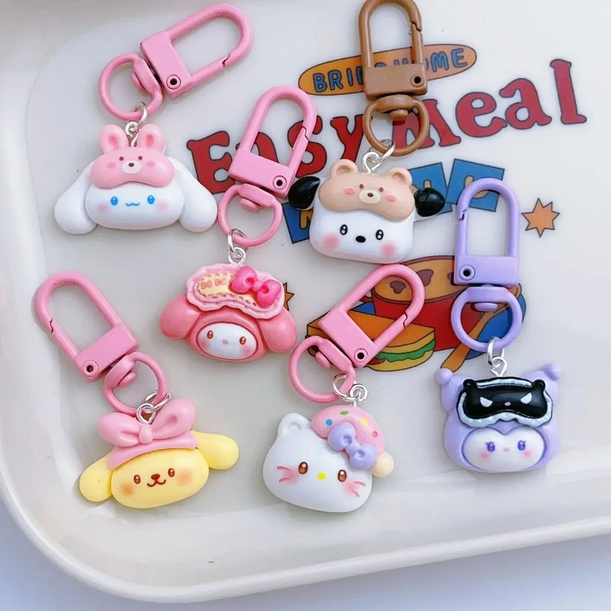 

Sanrio Cartoon Keychains Hello Kitty Kuromi Melody Cinnamoroll Pochacco Anime Figures Pendant Backpacks Car Keyring Kids Gifts