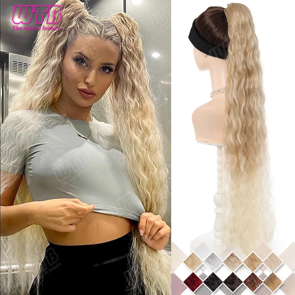 

WTB 90 CM Synthetic Ponytail Wig with Drawstring Wavy Curly Hair Style Suitable for Beginner Women's Daily Wear