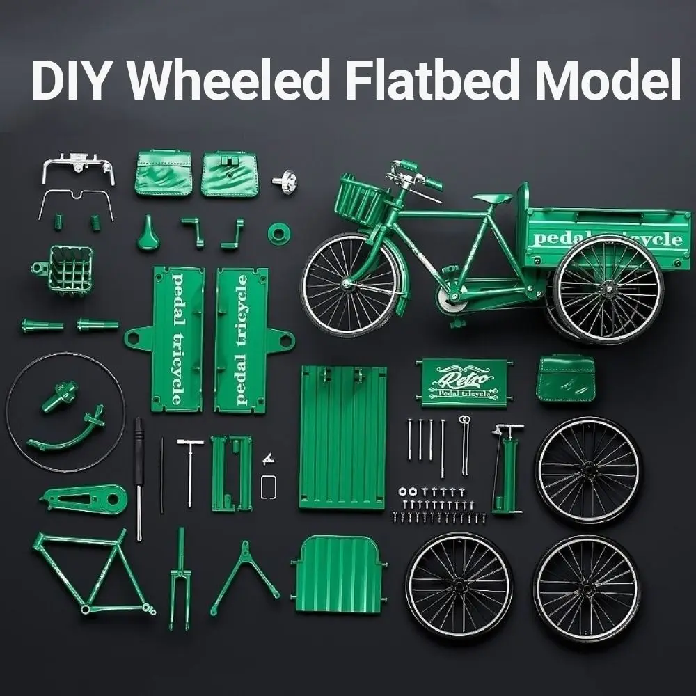 Miniature Size Flatbed Vehicle Model Vintage Classic Simulation Simulation Pedal Tricycle 1:10 Three-Wheeled Design