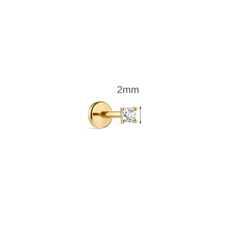 Women's 14K Solid Gold Flat Back Earrings, Hypoallergenic Gift