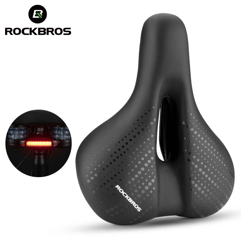 ROCKBROS Cycling Seat Saddle with Rear light Ultralight Breathable Bicycle Saddle Seat Mtb Superlight Bike Saddle Accessories