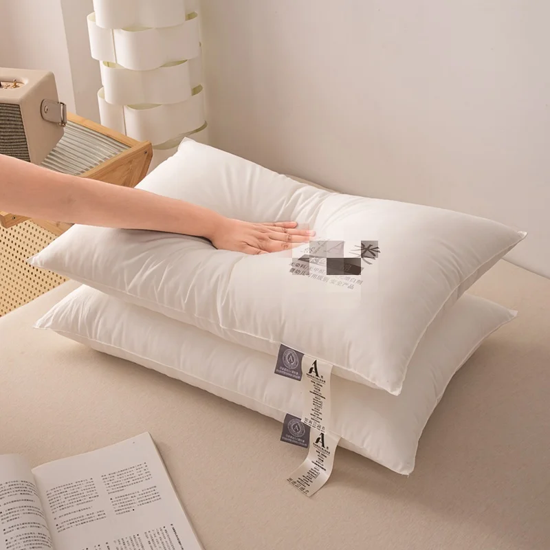2pcs Pure Cotton Face Bed Pillow Polyester Fiber Filling Japanese Brief Neck Support Low Pillows 40x60 Home Dorm Adult Student