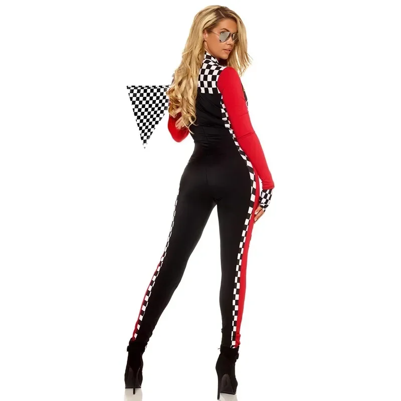 Sexy Adult Speed Racer Costume Halloween Carnival Party Race Car Driver Cosplay Jumpsuit Nightclub Bodysuit Catsuit