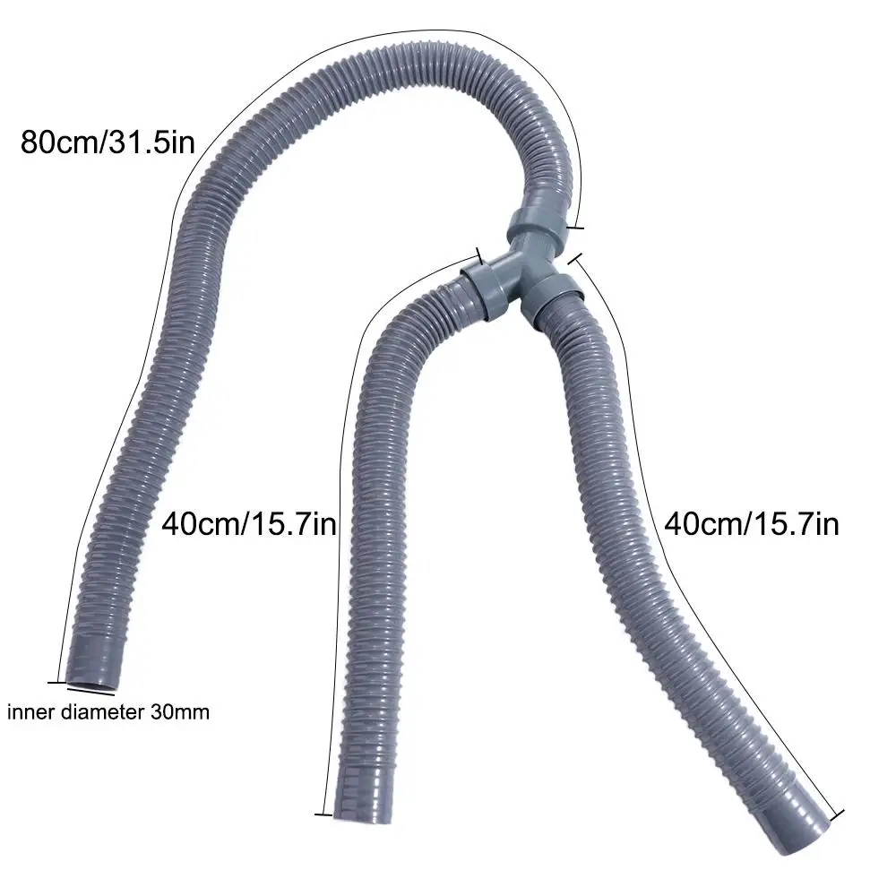 Thicken Y-type Double-slot Sewer Pipe Waste Water Outlet 30mm Kitchen Sink Outlet Pipe Foldable Durable Y Hose Connector Pipe