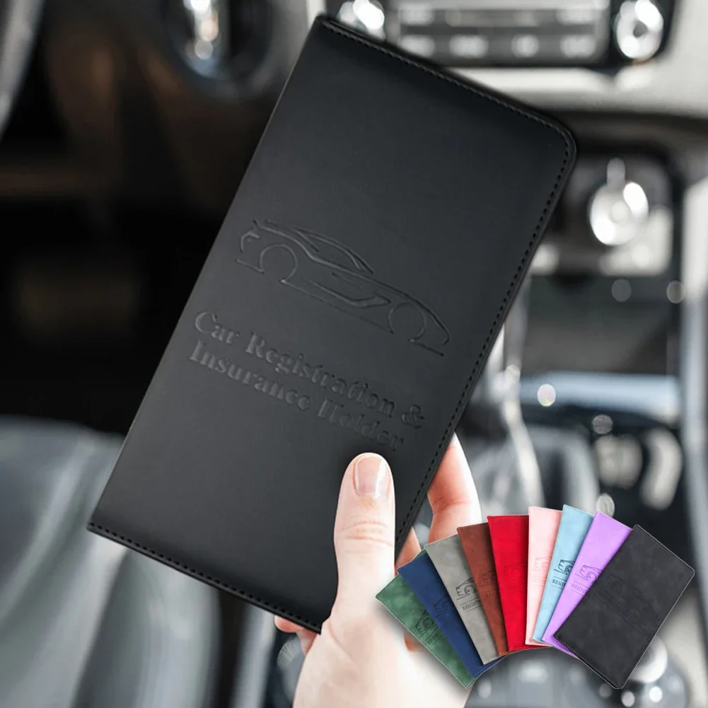 Fahrzeugschein- und Versicherungshalter aus Leder für Herren, Führerschein-Etui, Auto-Dokumentenmappe, Aufbewahrungstasche für Führerschein und Kreditkarten