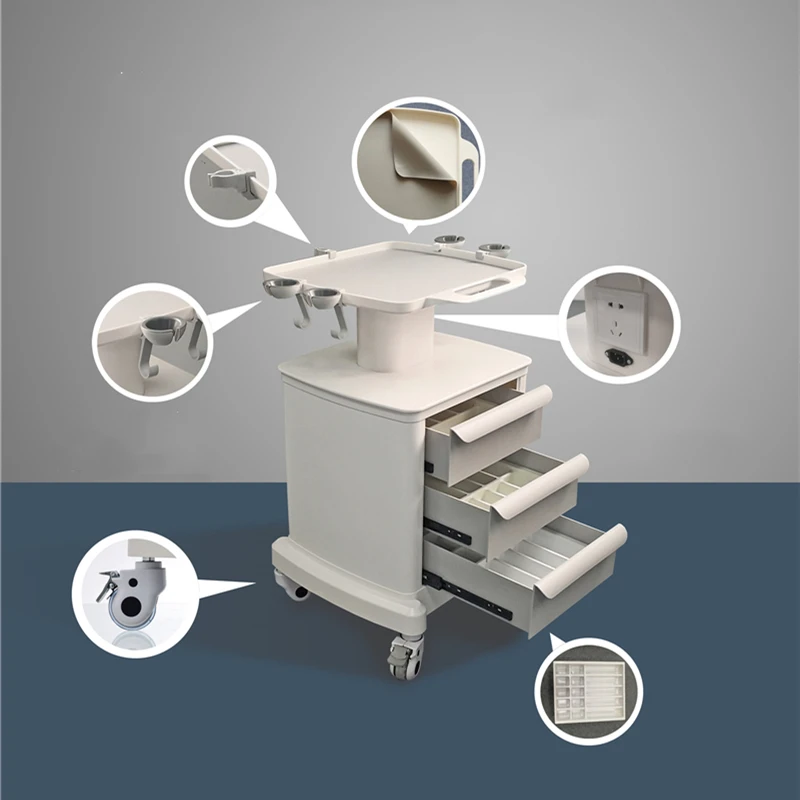 ABS Dental Beauty Instrument Trolley Cart Drawer Ultrasound Knife Small Bubble Skin Mobile Stand Putting Equipment Rack