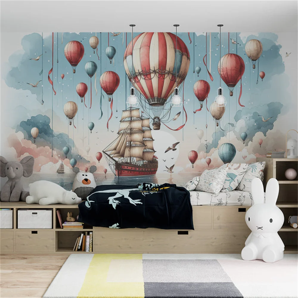

Индивидуальные 3D печатные обои с воздушным шаром для пиратских кораблей и красочных фресок для украшения дома с воздушным шаром
