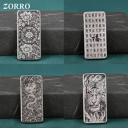 ZORRO Thin Section Kerosene Lighter Two-color Model Grinding Wheel Ignitionr Pattern Novel Creative Compact Gifts For Men 8mm