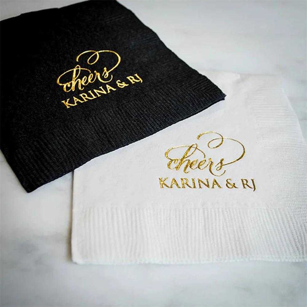 

50PCS Cheers Party Napkins, Custom Wedding Napkins, Personalized Printed Napkins, Monogrammed Napkins, Cheers Wedding Napkins
