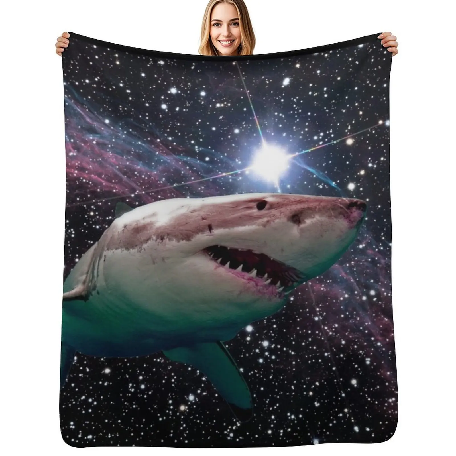 space shark Throw Blanket Soft Vintage Multi-Purpose Warm Nap Baby Blankets