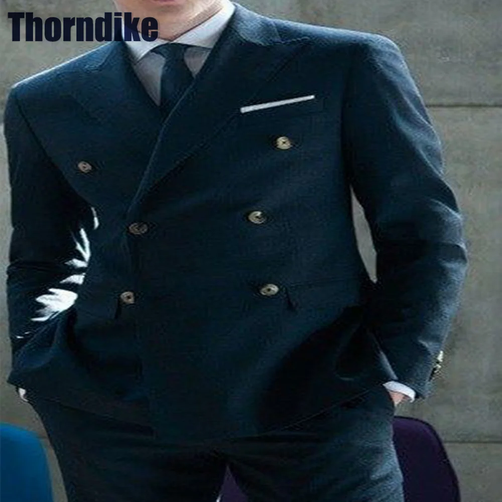 

Thorndike High Quality Men's Suit Wedding Groom Tuxedo Men's Blazer Clothes Double Breasted Jacket Sets Bussiness Costume Homme