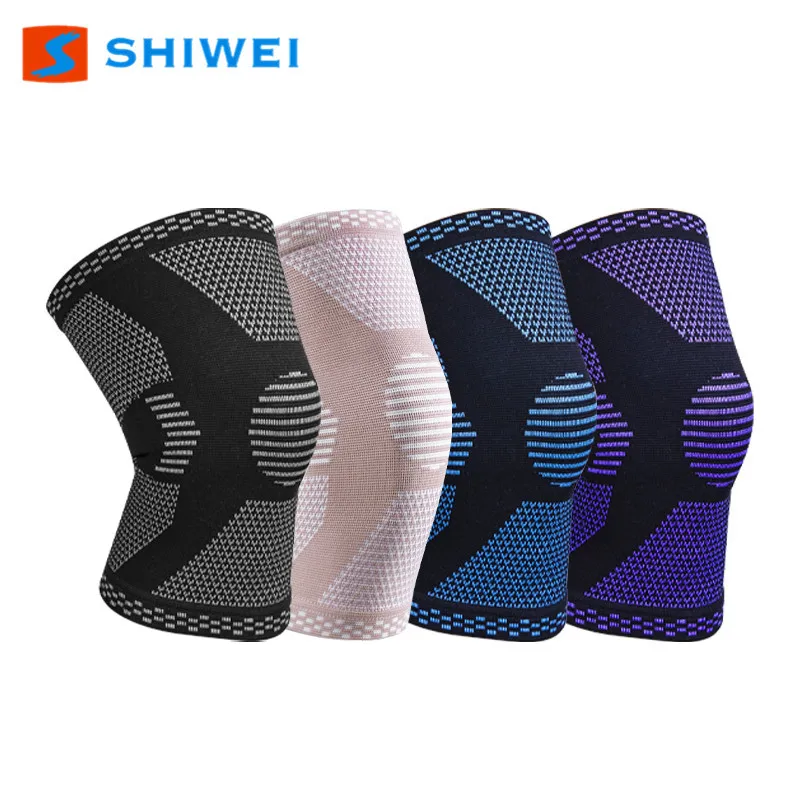 Sports Knee Pad High Elastic 3D Knitted Nylon Breathable Sweat Absorbent Silicone 4-Way Stretch for Sports Activities