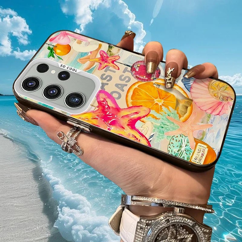 Sea Star Shell Sailboat Frosted Case for Samsung Galaxy A37 A36 A35 A34 A32 A26 A25 A24 A23 A22 5G 4G A17 A16 A15 Acrylic Cover