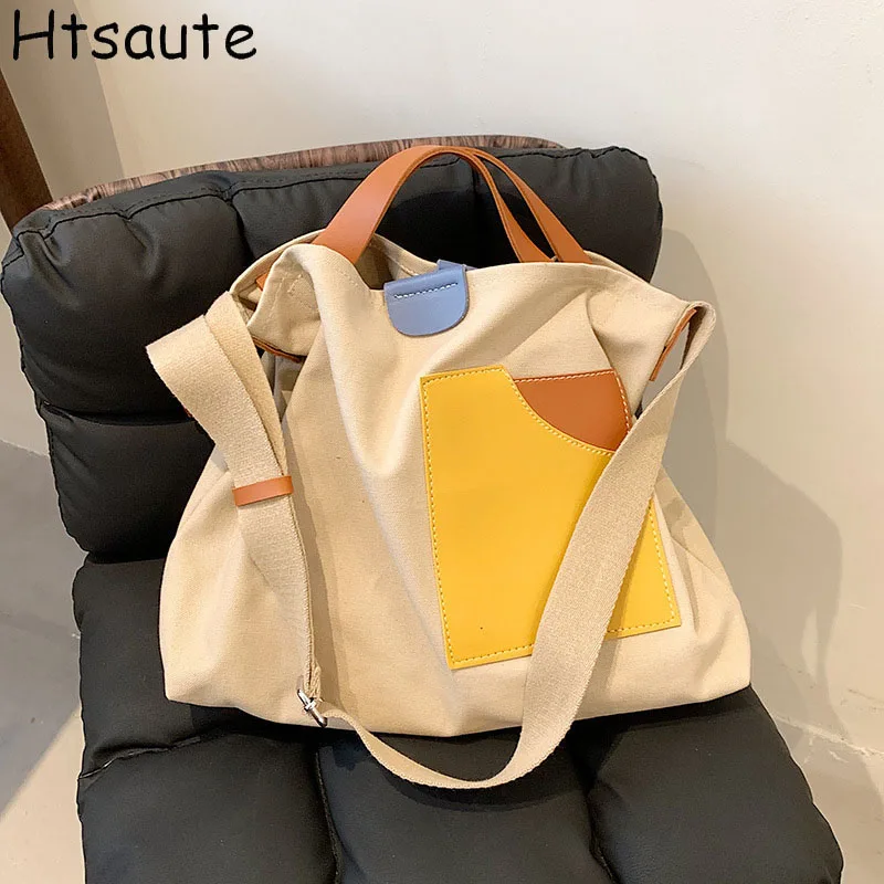 

Vintage Canvas Messenger Bag Patchwork Retro Tote Large Capacity Shoulder Bags Women's Casual Handbag & Tote Hobo Purse bolasa