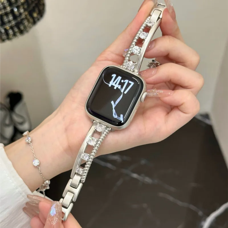 

Compatible with iWatch watch strap 38mm 40mm 41mm 42mm 44mm 45mm 49mm zircon hollow fashion handmade strap