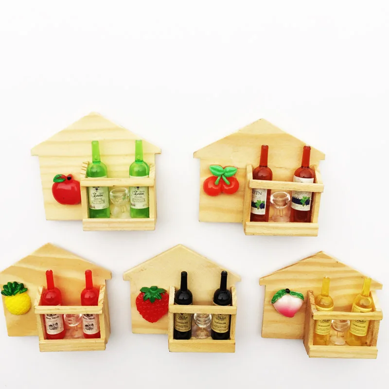 Home decor Refrigerator magnet fruit Wooden souvenir Small house Styling Gift refrigerator decor