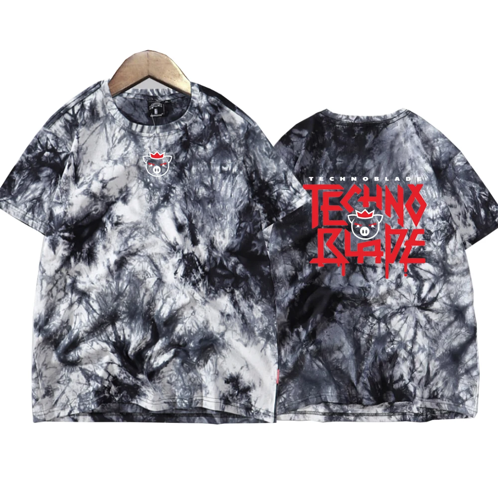 Hot Technoblade Dream Smp Print Tie Dye T Shirt Man Woman T Shirts Short Sleeve Tees Shirts for Men Women