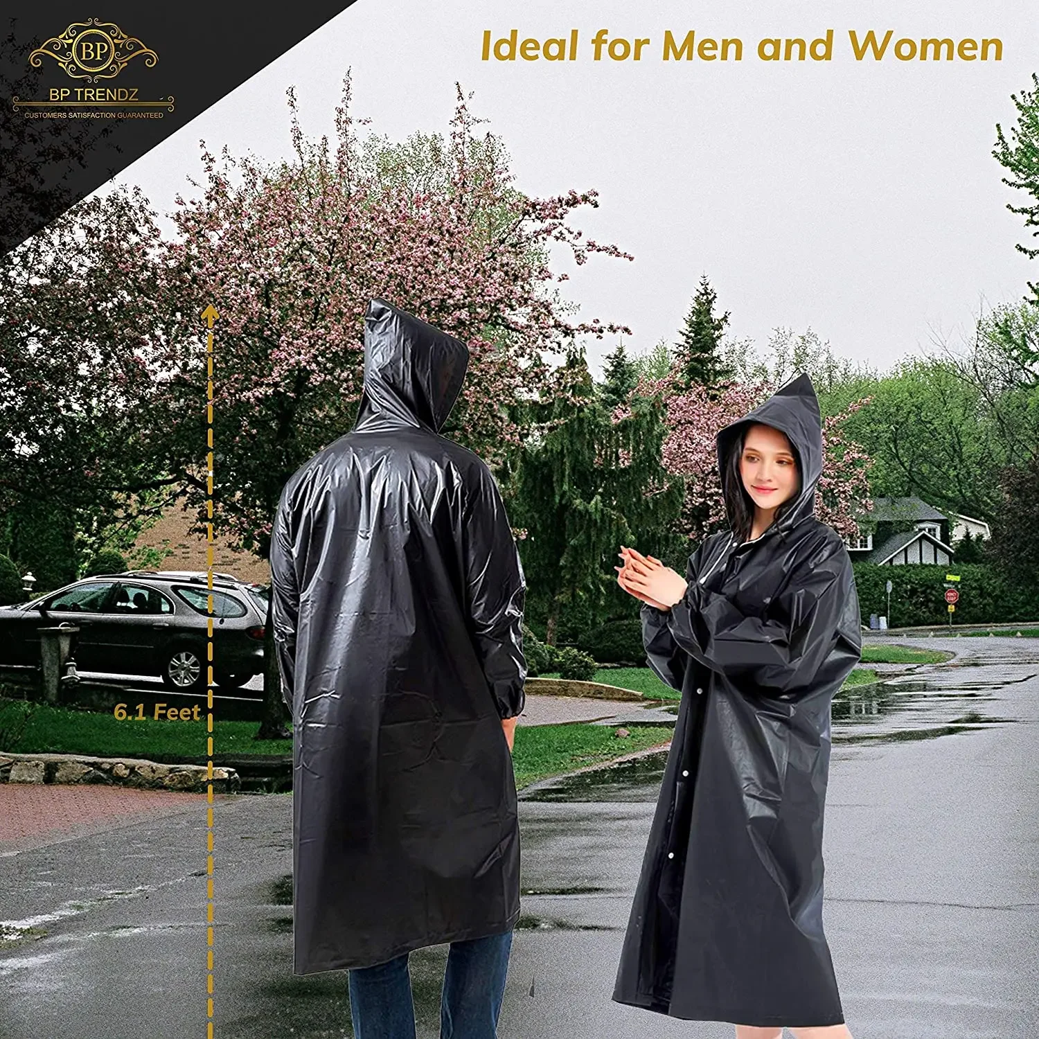 Long EVA Unisex Raincoat Thickened Waterproof Rain Coat Women Men Hooded Adult Black Camping Waterproof Rainwears Suit Hiking