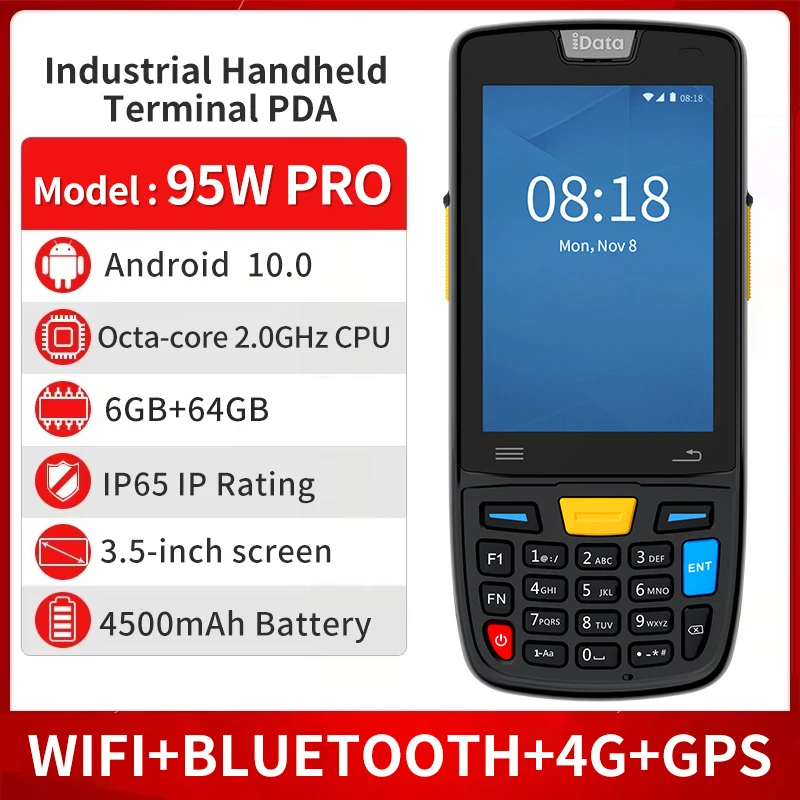 Idata 95/PRO/K3 Handheld Terminal Android 10 WIFI Bluetooth 8G GPS Bar Code Scanner PDA Data Collector