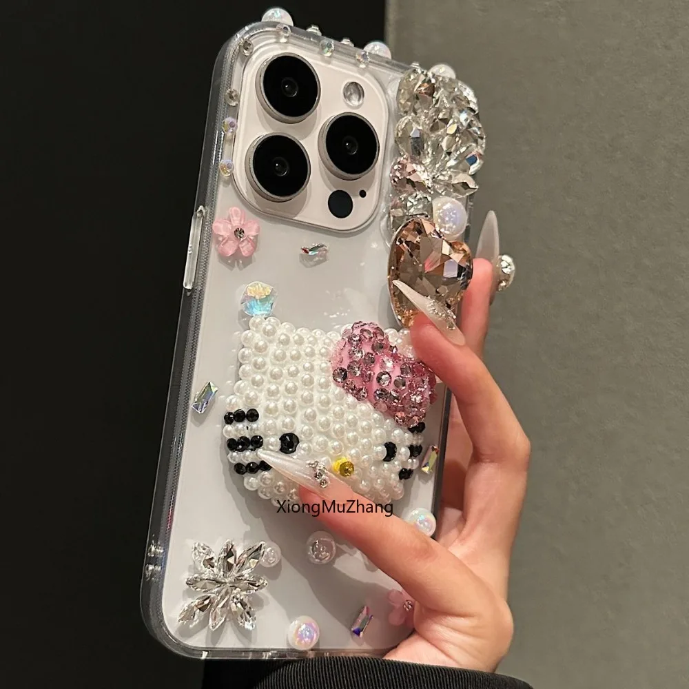 Sanrio Hello Kitty Diamond Flower Hülle für iPhone 18 15 Pro Max 17 16 14 13 Pro 12 11 Pro Max Modische Luxus-Schutzhülle – Detail 2