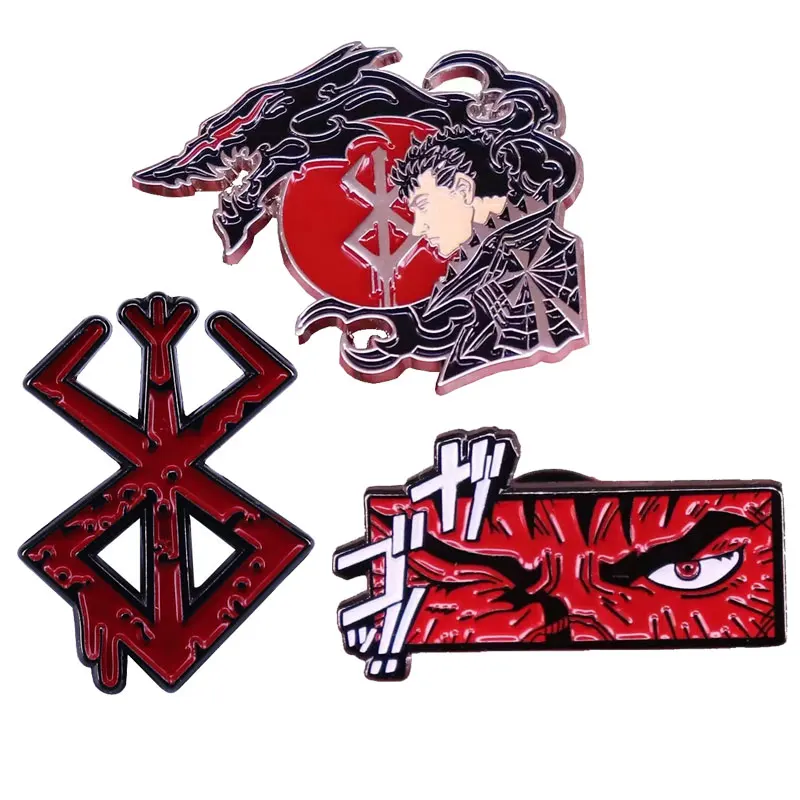 Japanese Anime Berserk Pin Cool Swordsman Badge Brooches for Clothes Backpack Bags Badge Collar Pin Decorative Jewelry