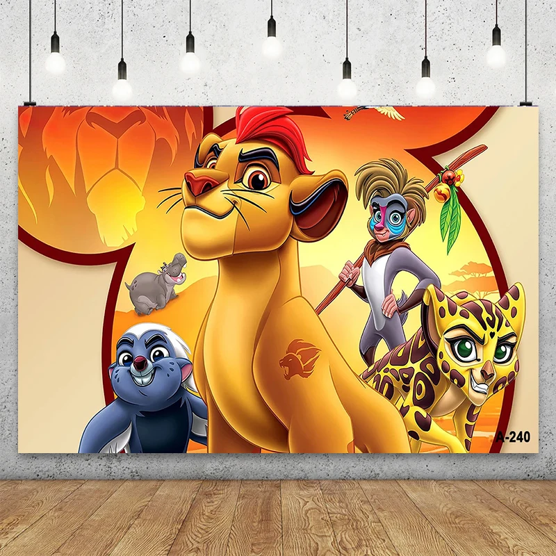 

Disney Simba Lion King Custom Photography Backdrop Forest Kids Birthday Party Photo Background Sunset Baby Shower Banner Cartoon