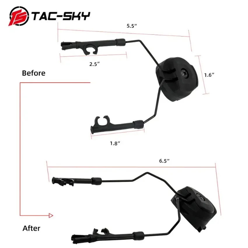 TS TAC-SKY Helmet Rail Headset Mount and Quick Action Core Helmet Rail Adapter compatible with Pelto Helmet ARC OPS-CORE