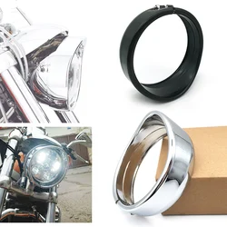 Motorcycle 5.75'' Headlamp Headlight Trim Ring Black/Chrome For Harley Touring Road King Softail Dyna Sportster XL 883 1200 48