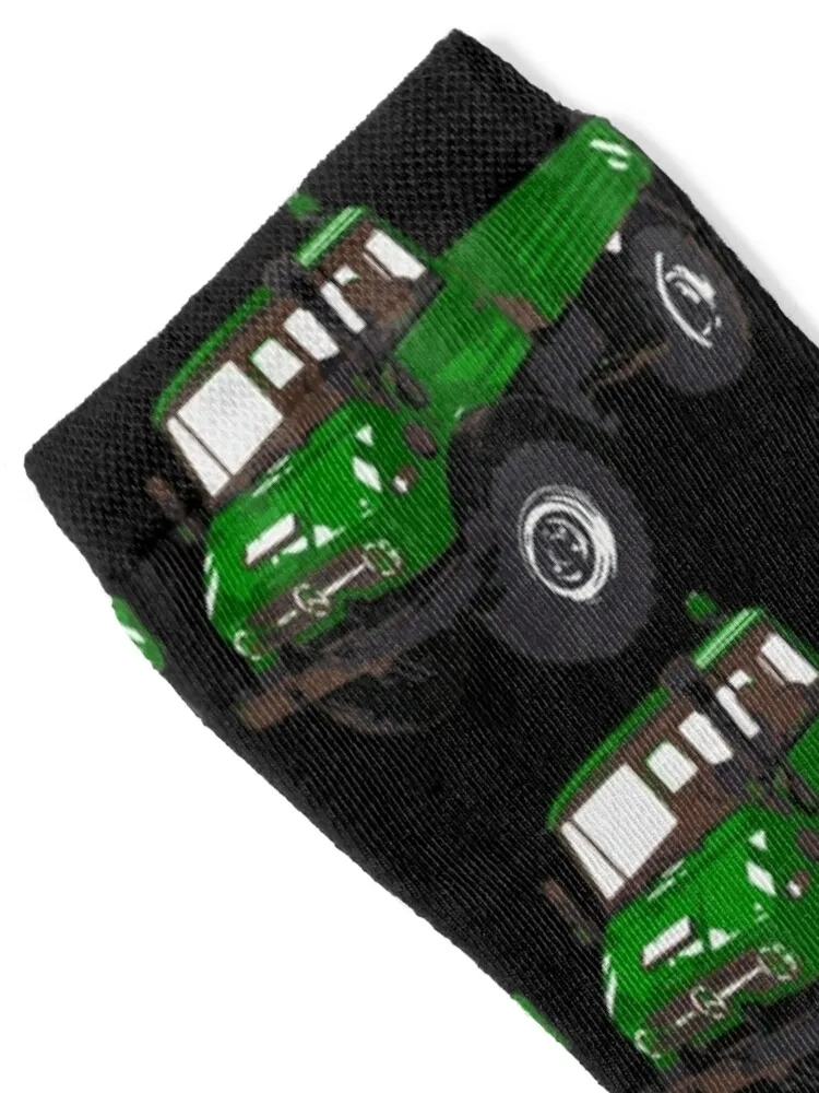 Unimog Green (on black) Socks Hiking boots bright garter retro professional running Girl'S Socks Men's