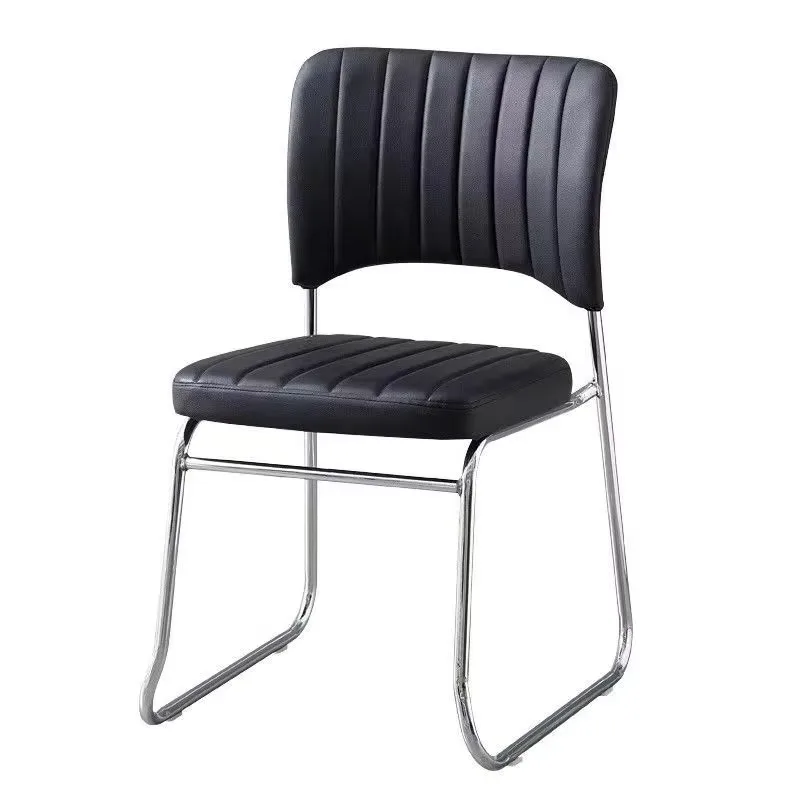 Cadeira de Escritório Ergonômica Moderna e Confortável com Design Francês 2026, Encosto Médio e Pernas Cromadas em Formato de Arco para Cozinha e Uso 