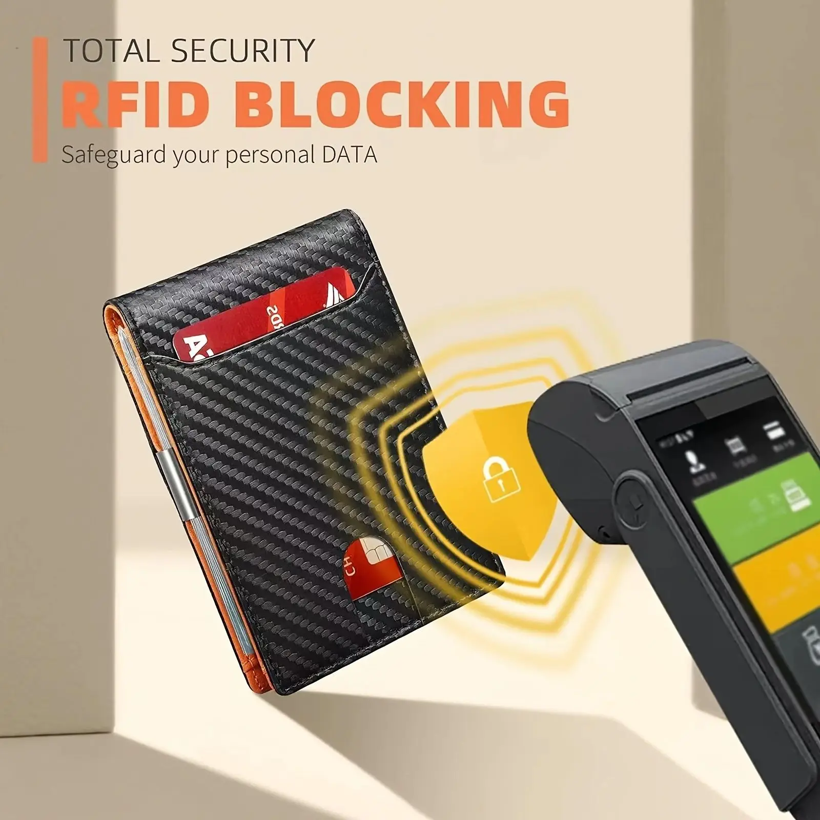 

Мужские кошельки из углеродного волокна с защитой от RFID, короткие, тонкие, для карт, документов и кредитных карт, вместительные